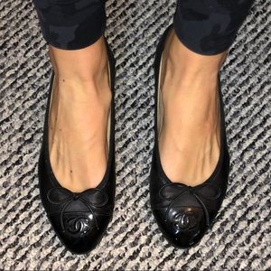 CHANEL black ballerina flats size 8